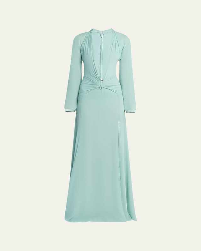 Deep V-Neck Silk Georgette Gown